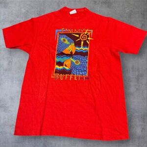 Vintage Jimmy Buffett Parrots Graphic T Shirt Mens XL 90s Hanes Red Band Tee